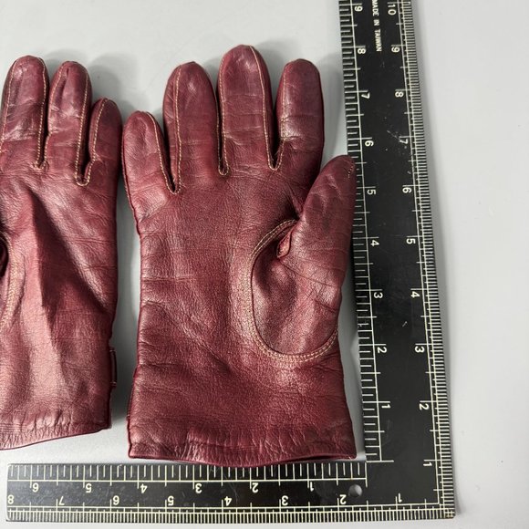 Vintage Coach Burgundy Soft Leather Gloves, Size 7 - Picture 12 of 13